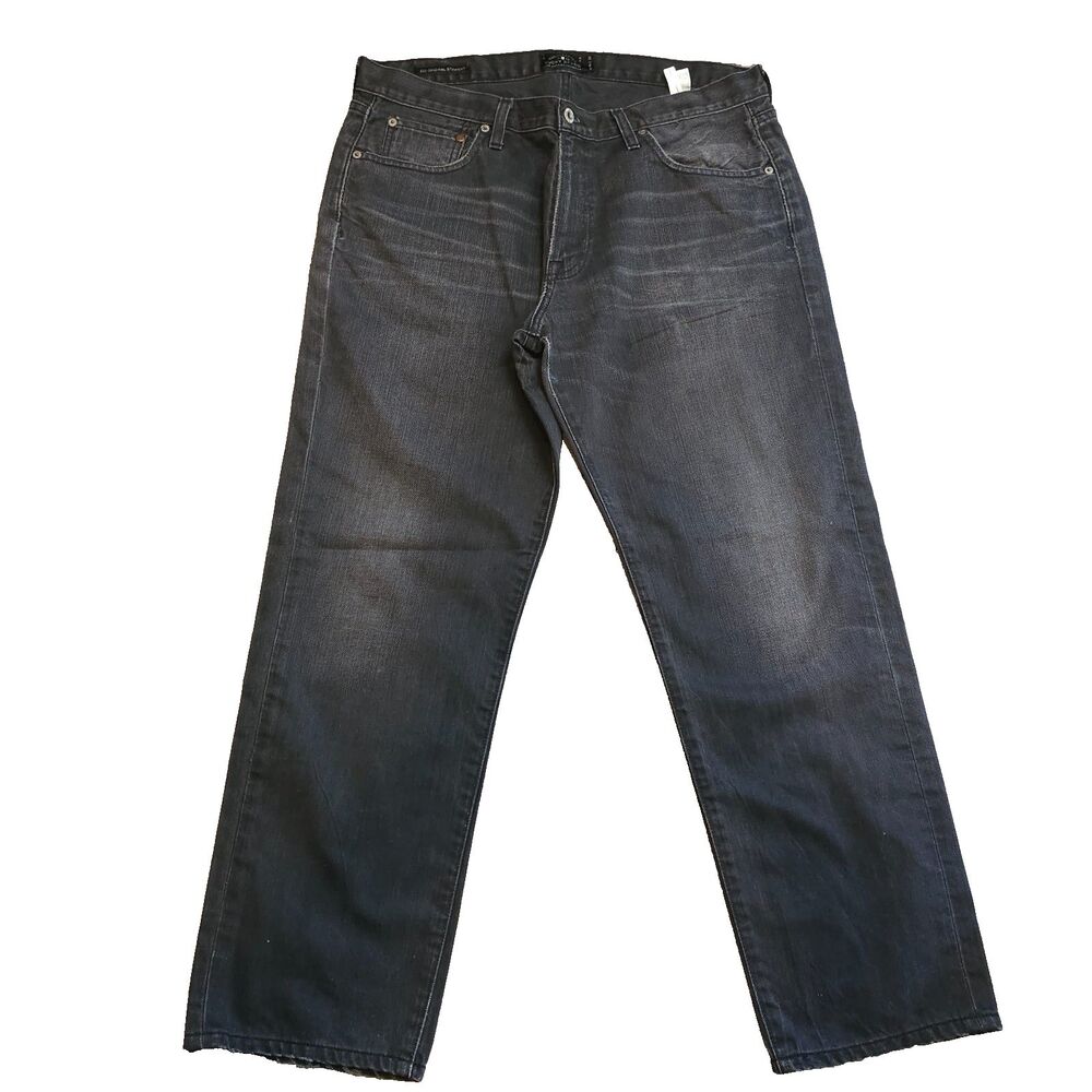 LUCKY BRAND jeans 36x30 straight leg dark wash faded denim mens distressed, spot